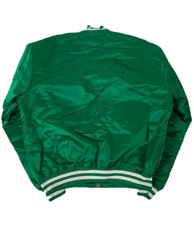 Boston Celtics Full-Snap Varsity Green Satin Men's Bomber Jacket