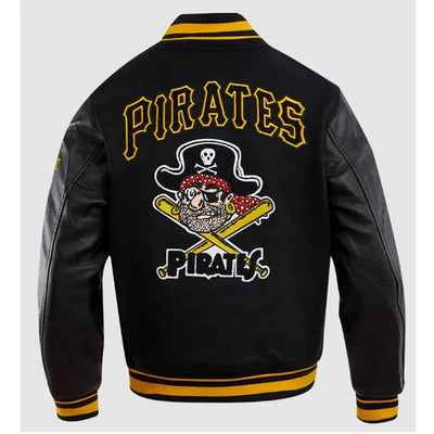 Pittsburgh Pirates Retro Classic Rib Black Wool/Leather Varsity Men's Jacket