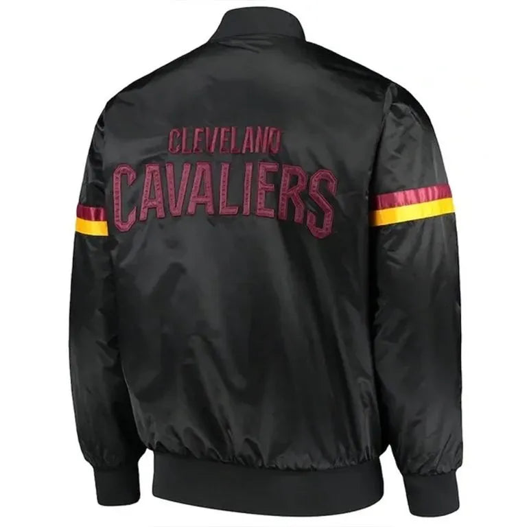 Cleveland Cavaliers The Champ Full-Snap Varsity Black Satin Men's Bomber Jacket