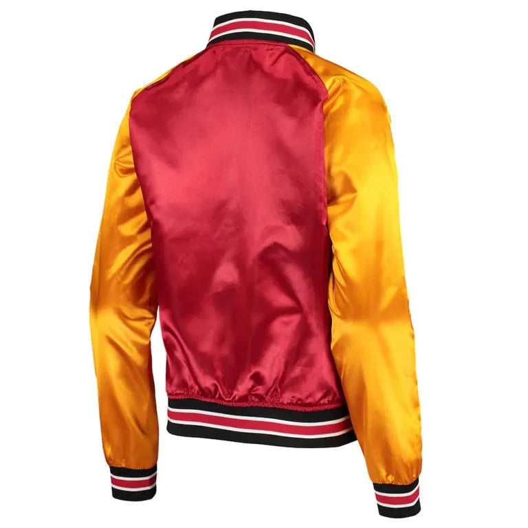 Kansas City Chiefs Team 2.0 Full-Snap Varsity Red and Gold Satin Men's Bomber Jacket