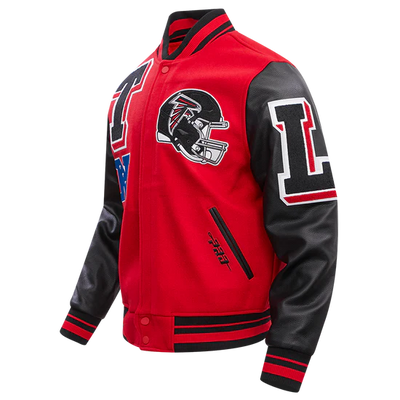 Atlanta Falcons Mashup Varsity Red Wool & Black Genuine Leather Sleeves Men's Jacket