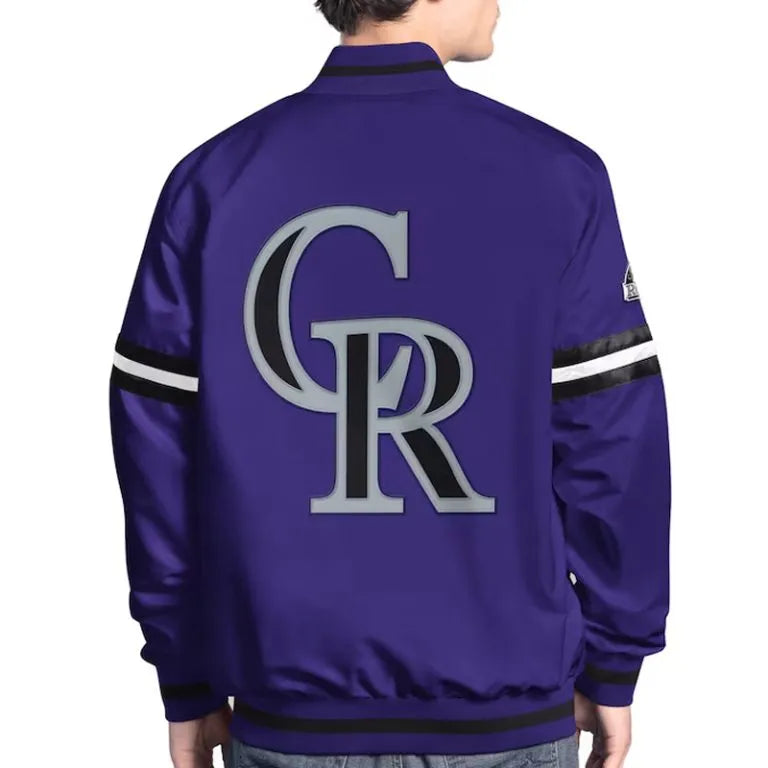 Colorado Rockies Scout Full-Snap Purple Satin Varsity Men's Jacket