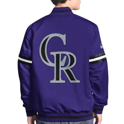 Colorado Rockies Scout Full-Snap Purple Satin Varsity Men's Jacket