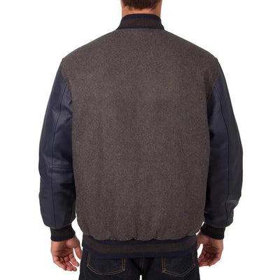 Minnesota Twins Charcoal Wool &  Navy Blue Leather Sleeves Varsity Men's Jacket