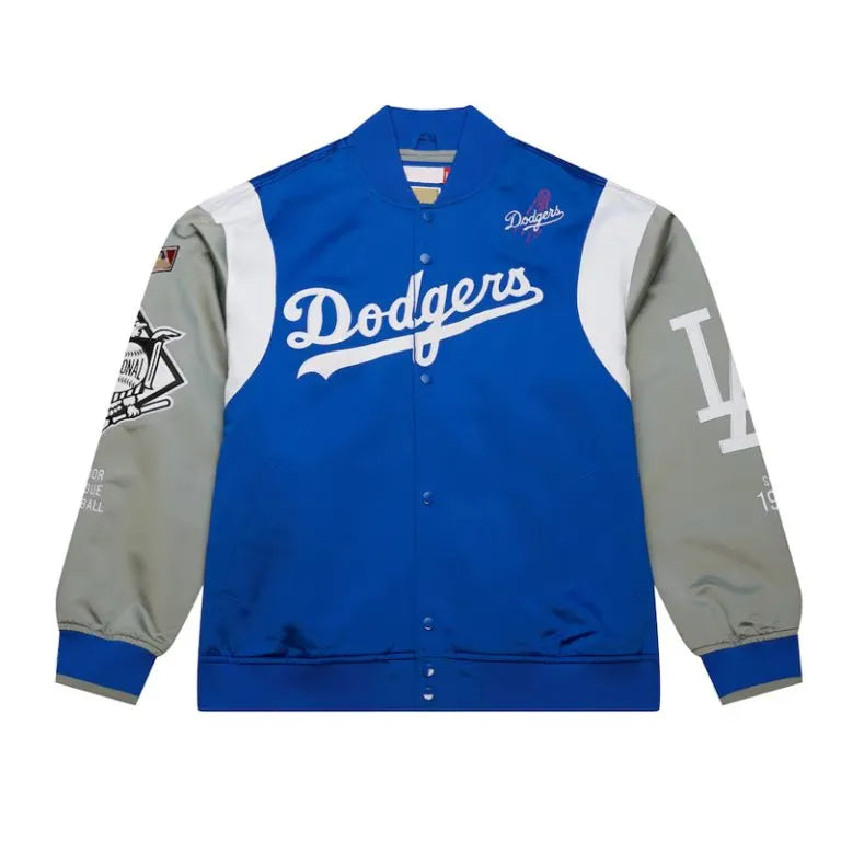 Los Angeles Dodgers Cooperstown Team Origins Full-Snap Royal/Gray Satin Men's Jacket