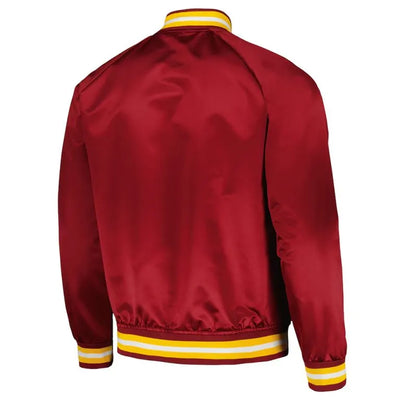 Cleveland Cavaliers Throwback Wordmark Full-Snap Varsity Wine Satin Men's Bomber Jacket