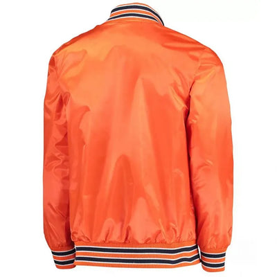 Denver Broncos Retro The Diamond Full-Snap Varsity Orange Satin Men's Bomber Jacket