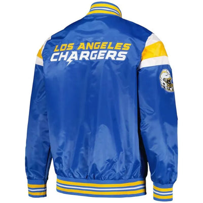 Los Angeles Chargers Midweight Full-Snap Varsity Powder Blue Satin Men's Bomber Jacket
