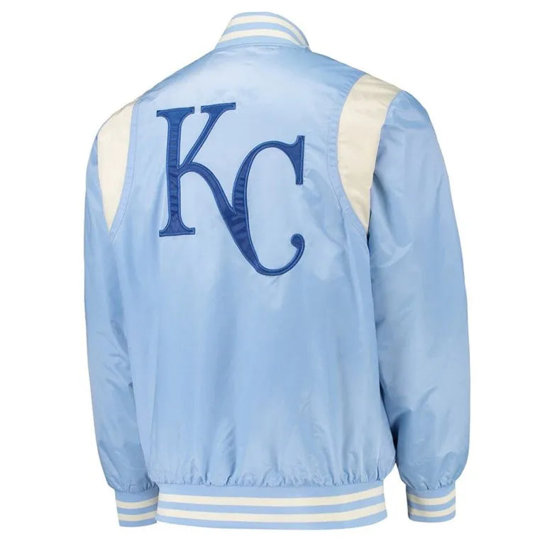 Kansas City Royals Varsity Full-Snap Light Blue/Cream Satin Men's Jacket