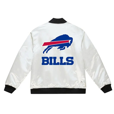 Buffalo Bills Varsity White Satin Full-Zip Men's Bomber Jacket