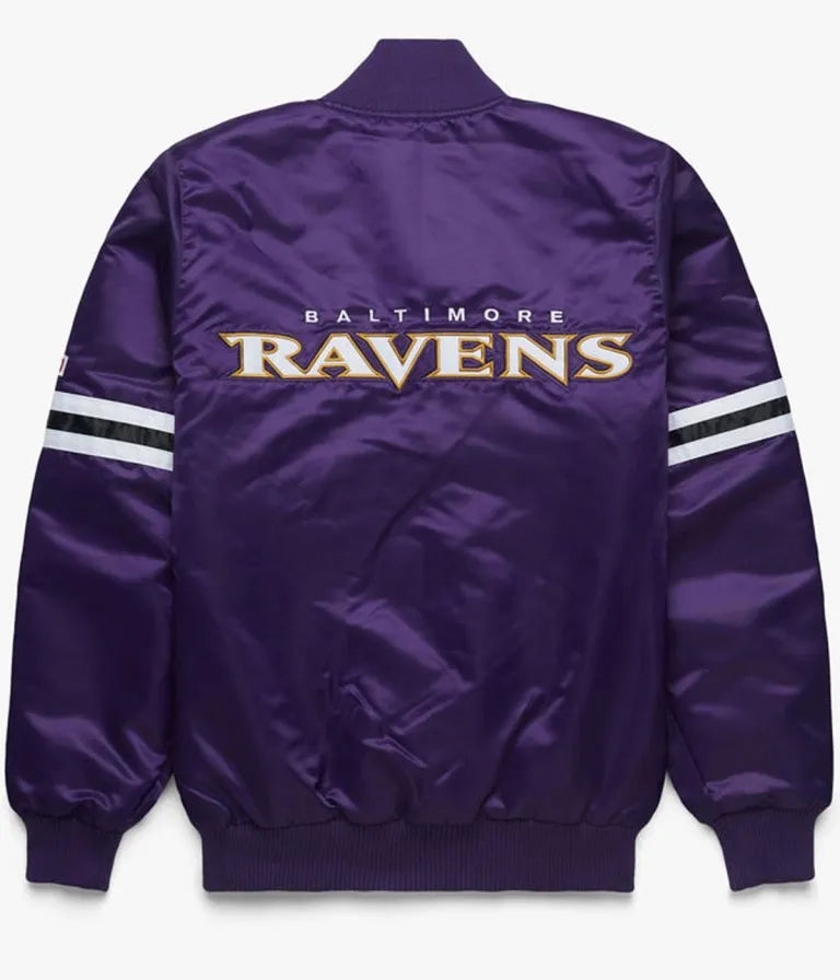Baltimore Ravens Full-Snap Varsity Purple Satin Men's Bomber Jacket