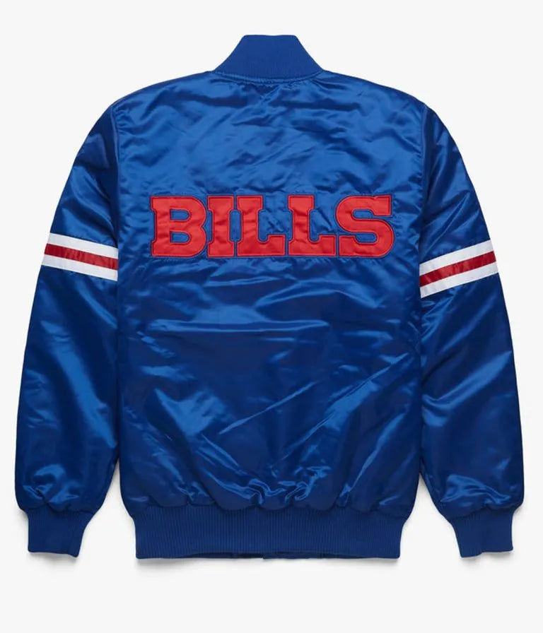 Buffalo Bills Full-Snap Varsity Royal Blue Satin Men's Bomber Jacket