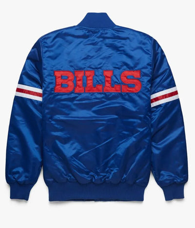 Buffalo Bills Full-Snap Varsity Royal Blue Satin Men's Bomber Jacket