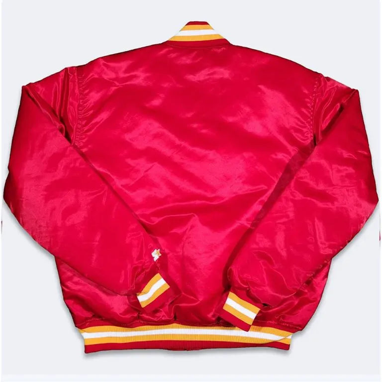90s Houston Rockets Full-Snap Varsity Red Satin Men's Bomber Jacket