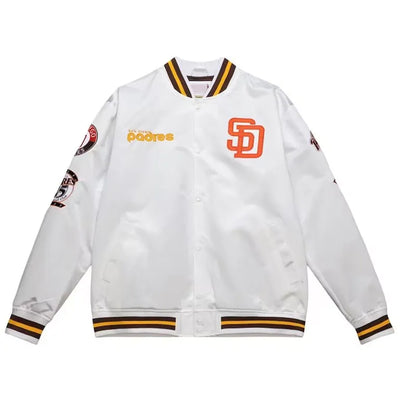 San Diego Padres City Collection White Satin Varsity Men's Jacket