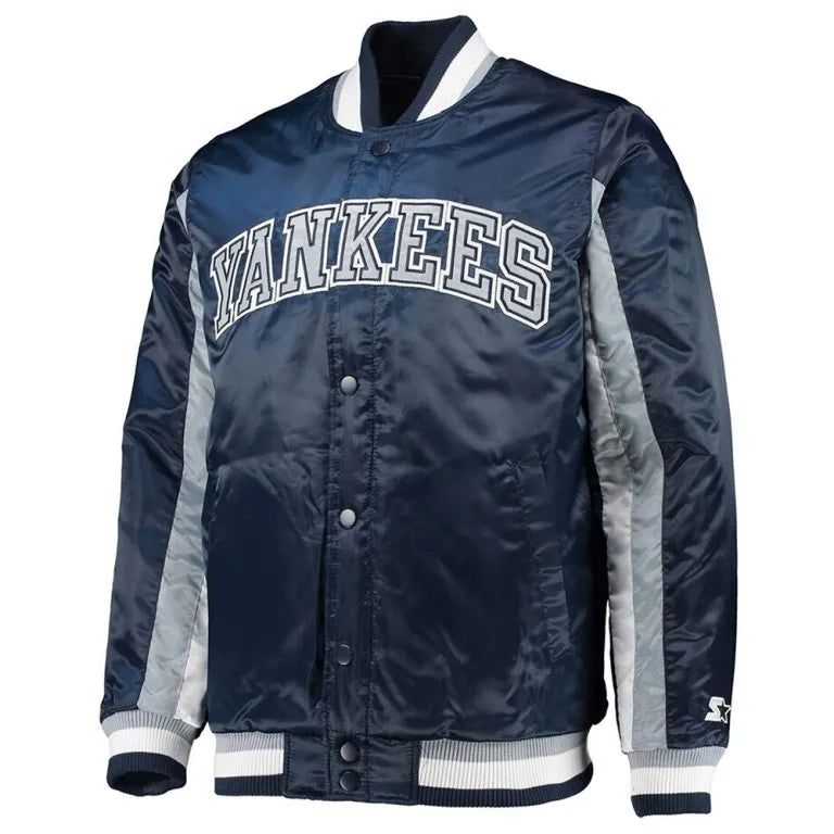 New York Yankees The Ace Navy Blue Satin Men's Jacket