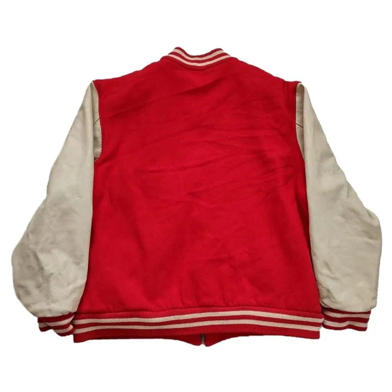 90’s Philadelphia Phillies Varsity Red Wool & Cream Leather Sleeves Men's Jacket