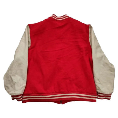 90’s Philadelphia Phillies Varsity Red Wool & Cream Leather Sleeves Men's Jacket