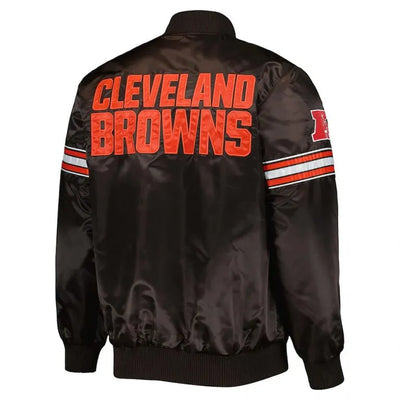 Cleveland Browns The Pick and Roll Full-Snap Varsity Brown Satin Men's Bomber Jacket