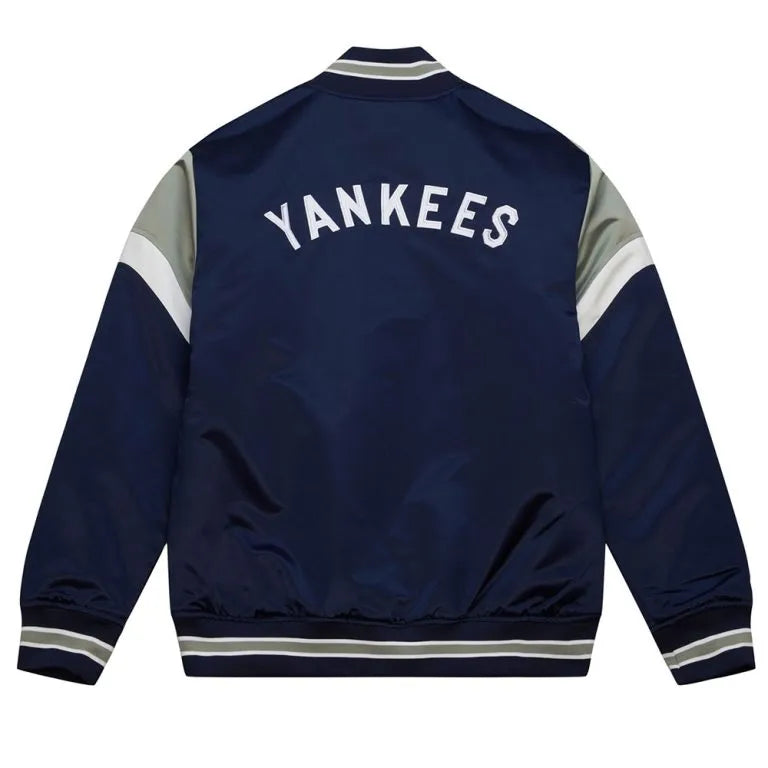 New York Yankees Heavyweight Full-Snap Varsity Navy Blue Satin Men's Jacket