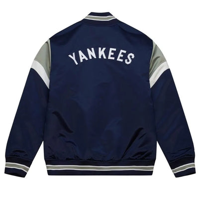 New York Yankees Heavyweight Full-Snap Varsity Navy Blue Satin Men's Jacket