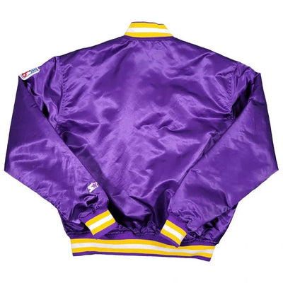 90s Minnesota Vikings Full-Snap Varsity Purple Satin Men's Bomber Jacket