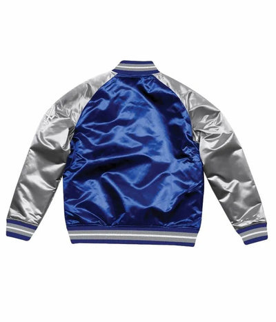 Los Angeles Dodgers Bomber Blue and Grey Satin Men's Jacket