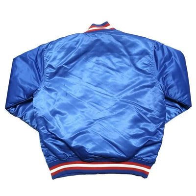 90’s Sacramento Kings Full-Snap Varsity Royal Blue Satin Men's Bomber Jacket