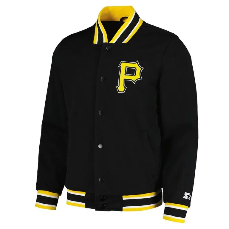 Pittsburgh Pirates Secret Weapon Full-Snap Black Satin Varsity Men's Jacket