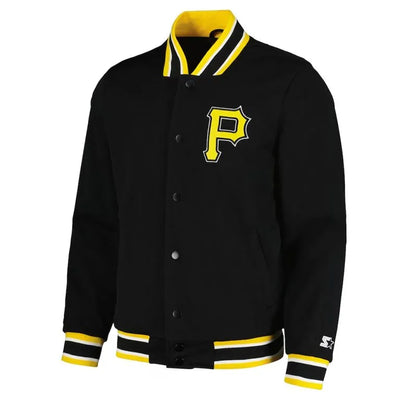 Pittsburgh Pirates Secret Weapon Full-Snap Black Satin Varsity Men's Jacket