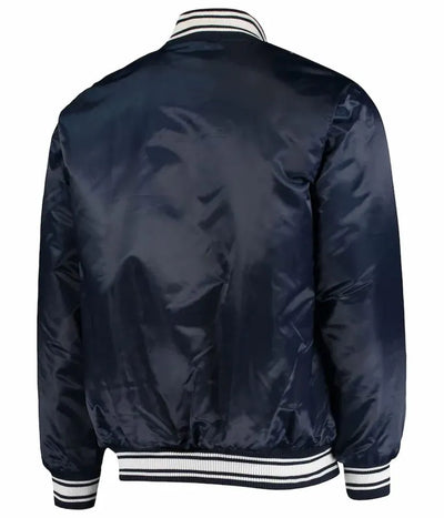 Seattle Seahawks Locker Room Full-Snap Varsity Navy Blue Satin Men's Bomber Jacket