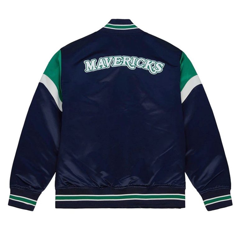 NBA Western Dallas Mavericks Heavyweight Full-Snap Varsity Navy Blue Satin Men's Bomber Jacket