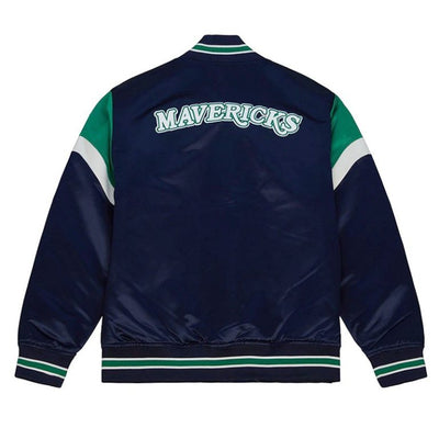 NBA Western Dallas Mavericks Heavyweight Full-Snap Varsity Navy Blue Satin Men's Bomber Jacket