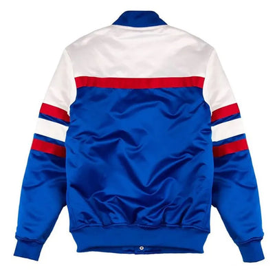Detroit Pistons Special Script Full-Snap Varsity Royal Blue & White Satin Men's Bomber Jacket