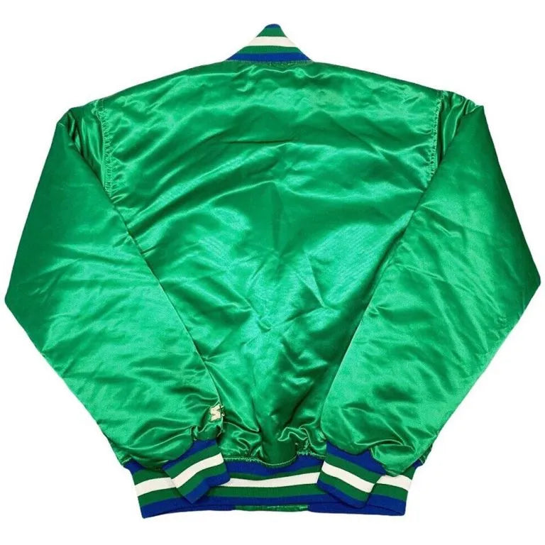 NBA Dallas Mavericks Full-Snap Varsity Green Satin Men's Bomber Jacket