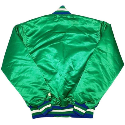 NBA Dallas Mavericks Full-Snap Varsity Green Satin Men's Bomber Jacket
