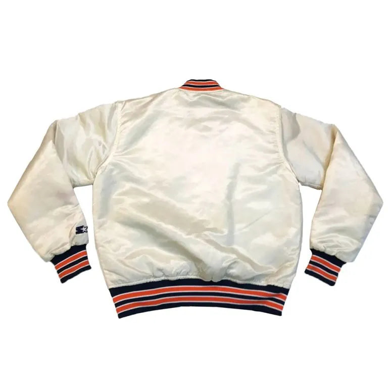 80’s Detroit Tigers Full-Snap White Satin Bomber Men's Jacket