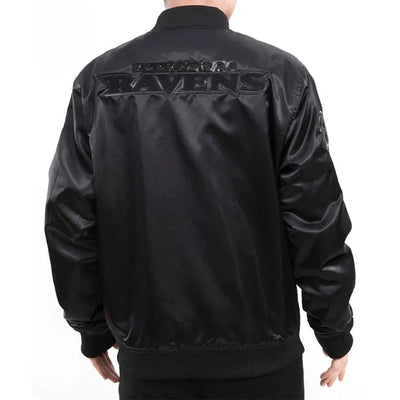 Baltimore Ravens Full-Snap Varsity Triple Black Satin Men's Bomber Jacket