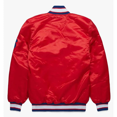 Philadelphia 76ers Classic Full-Snap Varsity Red Satin Men's Bomber Jacket