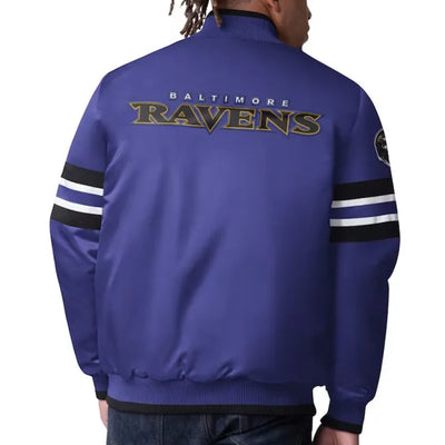Baltimore Ravens Scout I Full-Snap Varsity Purple Satin Men's Bomber Jacket