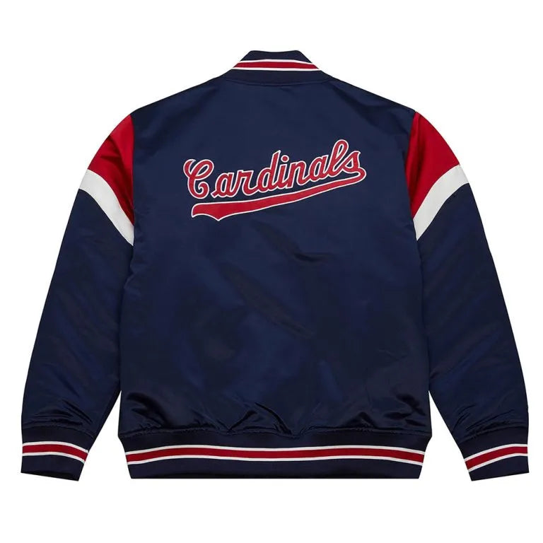 St. Louis Cardinals Heavyweight Full-Snap Varsity Navy Blue Satin Men's Jacket