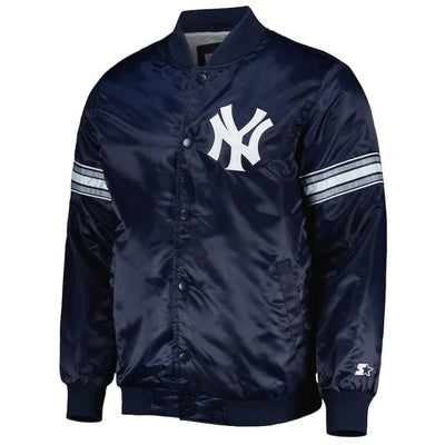 New York Yankees Pick & Roll Full-Snap Navy Blue Satin Men's Jacket