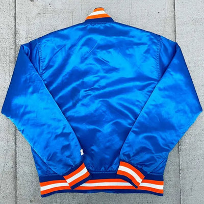 90’s Cleveland Cavaliers Full-Snap Varsity Blue Satin Men's Bomber Jacket