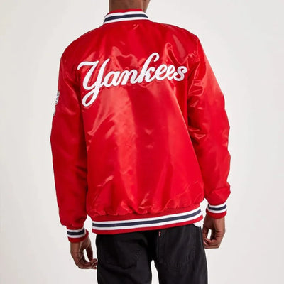 New York Yankees Varsity Full-Snap Red Satin Men's Jacket