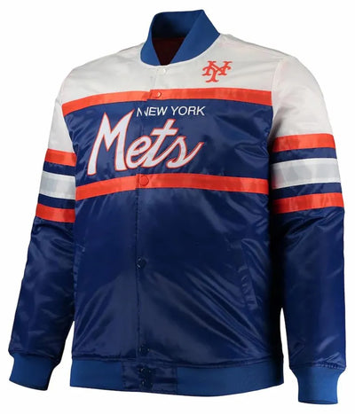 New York Mets Coaches Full-Snap Royal Blue/White/Orange Satin Men's Jacket