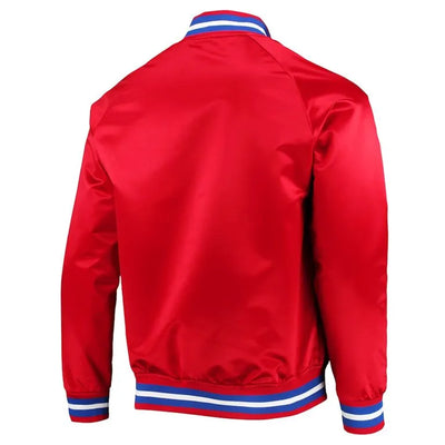 Detroit Pistons Lightweight Full-Snap Varsity Red Satin Men's Bomber Jacket