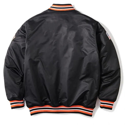 San Francisco Giants American Flag Full-Snap Black Bomber Satin Men's Jacket