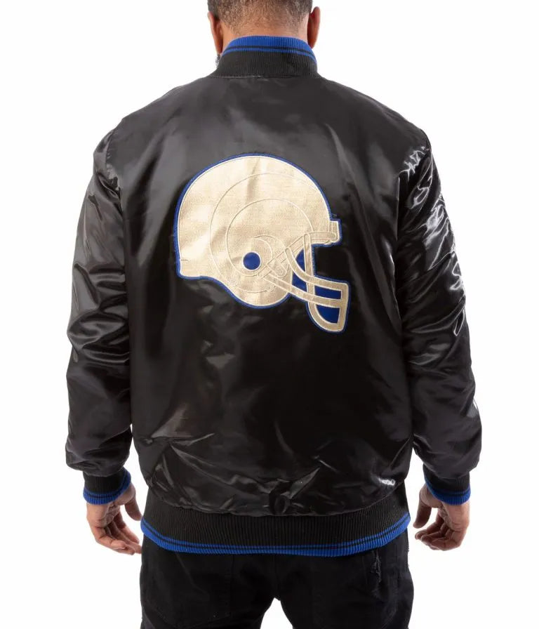 Los Angeles Rams Full-Snap Varsity Black Satin Men's Bomber Jacket