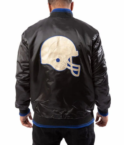Los Angeles Rams Full-Snap Varsity Black Satin Men's Bomber Jacket