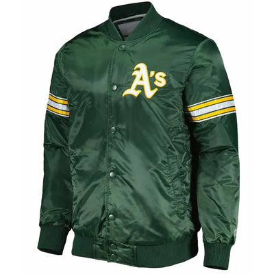 Oakland Athletics Pick & Roll Green Satin Full-Snap Men's Jacket